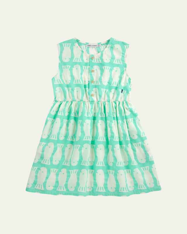 Girl's Lucky Fish Printed Dress, Size